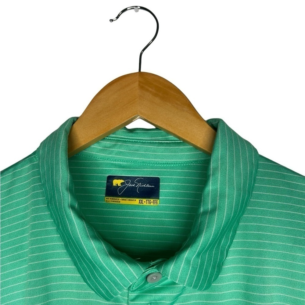 2/$30 JACK NICKLAUS Green White Stripe Men’s Short Sleeve Moisture Wicking Polo - Picture 5 of 10